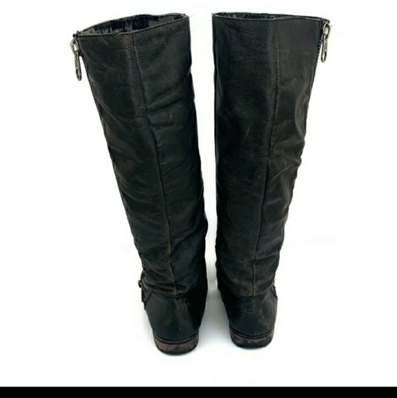 Steve Madden Distressed Leather Moto Boots - Picture 2 of 3